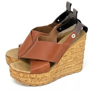Matisse Ridge Platform Brown Wedge Leather Sandals